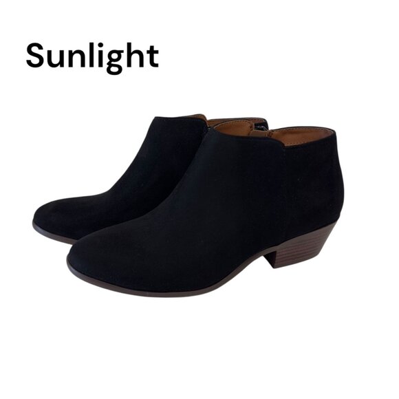 Soda Black Faux Suede Ankle Booties With Low Block Heel & Side Zipper - Picture 1 of 14